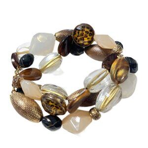 Stylish Brown Double Strand Beaded Bracelet – Layered Look